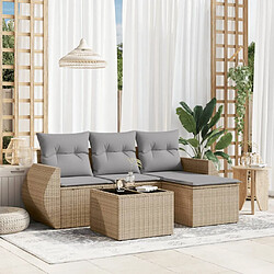 vidaXL Salon de jardin avec coussins 5 pcs beige résine tressée 