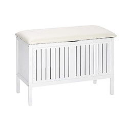 WENKO Tabouret de salle de bain en bois avec rangement Olso - L. 78 x H. 52 cm - Blanc Wenko - Tabouret de salle de bain en bois avec rangement Olso - L. 78 x H. 52 cm - Blanc - Bord de mer