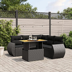 Maison Chic Ensemble Tables et chaises d'extérieur 6pcs avec coussins,Salon de jardin noir résine tressée -GKD917742