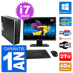 PC HP 8300 SFF Ecran 22" Intel i7-2600 RAM 4Go Disque Dur 2To Windows 10 Wifi - Occasion