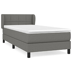 vidaXL Sommier à lattes de lit avec matelas Gris foncé 100x200cm Tissu