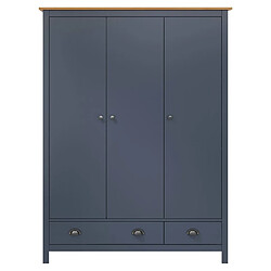 vidaXL Garde-robe à 3 portes Hill Gris 127x50x170 cm Pin solide