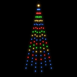 Avis vidaXL Sapin de Noël sur mât de drapeau 108 LED Colorées 180 cm