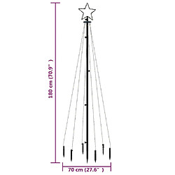 vidaXL Sapin de Noël avec piquet Coloré 108 LED 180 cm pas cher