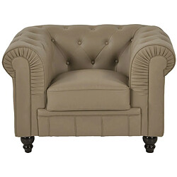 Meubler Design Fauteuil Chesterfield Capitonné - Pu Taupe - Fauteuil Chesterfield