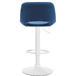 Avis Decoshop26 Tabourets de bar chaises haute x2 avec repose-pieds en velours bleu piètement métallique blanc 10_0004087