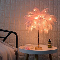 Lampe de table en plumes, abat-jour en plumes Lampe de nuit à LED avec télécommande USB pour décoration