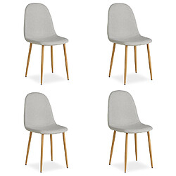 Decoshop26 Lot de 4 chaises de salle à manger cuisine confortable et moderne en tissu gris pieds métal aspect bois CDS06204 