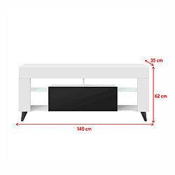 Avis Selsey Meuble TV - HugoB - 140 cm - blanc mat / noir brillant