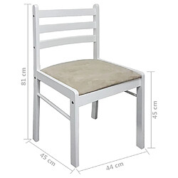 vidaXL Chaises à manger lot de 4 blanc hévéa solide et velours pas cher