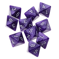 10pcs Dés 8 Faces D8 Dés Polyédriques Pour Les Jeux De Table De Fête Violet