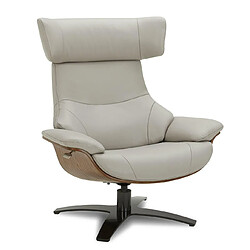 MY NEW DESIGN NAOS- FAUTEUIL EN CUIR GRIS ET CHENE NATUREL 