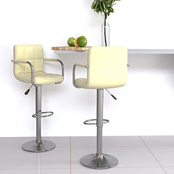 vidaXL Tabourets de bar lot de 2 crème similicuir 