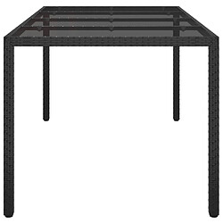 Avis vidaXL Table de jardin Noir 190x90x75 cm Verre trempé/résine tressée