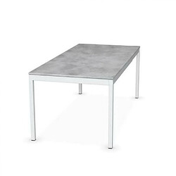 Acheter Inside 75 Table extensible SNAP gris béton piétement laqué blanc 120x80 cm