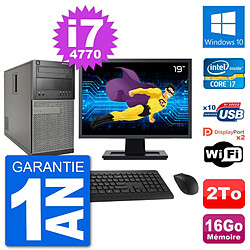 PC Tour Dell 7020 Ecran 19" Intel i7-4770 RAM 16Go Disque 2To Windows 10 Wifi - Occasion