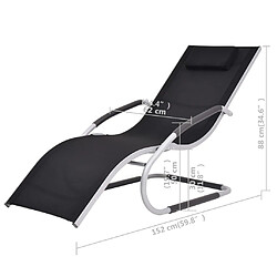 vidaXL Chaise longue avec oreiller Aluminium et textilène noir pas cher