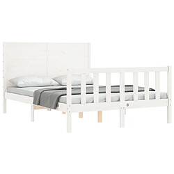 Acheter Maison Chic Cadre/structure de lit avec tête de lit pour adulte - Lit Moderne Chambre blanc 120x200 cm bois massif -MN31152