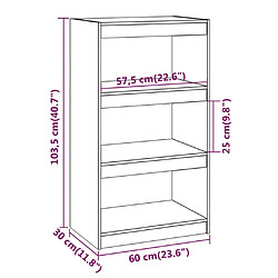 vidaXL Bibliothèque/Séparateur de pièce Noir 60x30x103,5 cm Pin massif pas cher