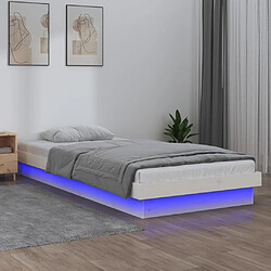 vidaXL Cadre de lit à LED sans matelas blanc bois massif