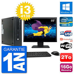 PC HP 800 G1 Ecran 22" Core i3-4130 RAM 16Go Disque 2To Windows 10 Wifi · Occasion 