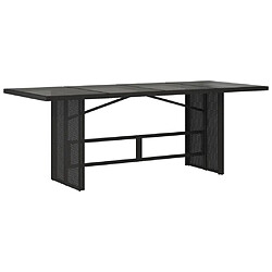 vidaXL Table de jardin avec dessus en verre noir résine tressée