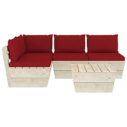 Avis Maison Chic Salon de jardin palette 5 pcs avec coussins - Table et chaises d'extérieur - Mobilier/Meubles de jardin Moderne épicéa imprégné -MN53057