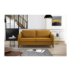 HEXAGONE Canape Convertible 3 places - Velours ocre - Couchage express - L 182 x P 85 x H 97 cm - CLYDE