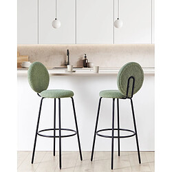 Beliani Tabouret de bar Set de 2 Bouclé Vert clair EMERY