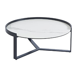 Acheter Vente-Unique Tables basses gigognes en verre trempé fumé, céramique et métal - Effet marbre blanc et Noir - ZERILA de Maison Céphy