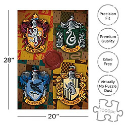 AQUARIUS Harry Potter Puzzle House crests (Puzzle 1000 piAces) - Marchandises et objets de collection Harry Potter sous licence officielle - Sans Ablouissement - Ajustement prAcis - 20x28in