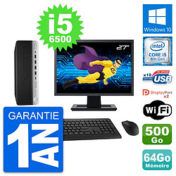 PC HP 600 G3 SFF Ecran 27" Intel i5-6500 RAM 64Go Disque 500Go Windows 10 Wifi · Occasion 