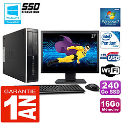 PC HP Compaq 8300 SFF Intel G850 Ram 16Go Disque 240 Go SSD Wifi W7 Ecran 27" · Occasion 