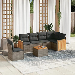 vidaXL Salon de jardin avec coussins 7 pcs gris résine tressée 