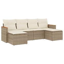 vidaXL Salon de jardin avec coussins 6 pcs beige résine tressée