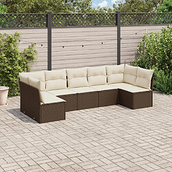 vidaXL Salon de jardin avec coussins 7 pcs marron résine tressée 