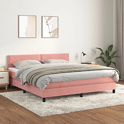 Maison Chic Lit Adulte - Lit simple Lit à sommier tapissier avec matelas moelleux - Meuble de Chambre - Rose 180x200 cm Velours -MN29746