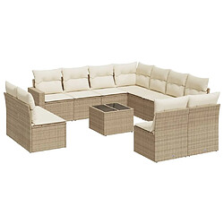 Maison Chic Salon de jardin avec coussins 12 pcs | Ensemble de Table et chaises | Mobilier d'Extérieur beige résine tressée -GKD55915