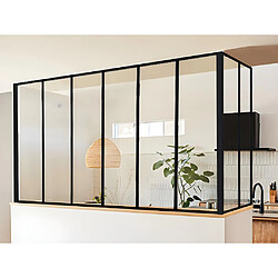 Vente-Unique Verrière d'angle atelier en aluminium thermolaqué - L180 x L60 x H130 cm - Noir - BAYVIEW