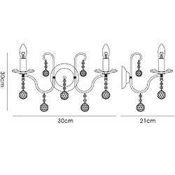 Avis Luminaire Center Applique murale Bianco avec interrupteur 2 Ampoules chrome poli/cristal