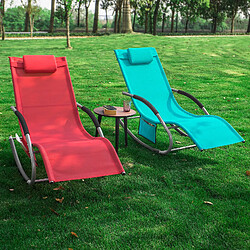 SoBuy OGS28-Rx2 Lot de 2 Fauteuils à Bascule Transats de Jardin avec Repose-Pieds