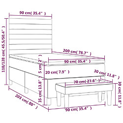 Acheter vidaXL Sommier à lattes de lit et matelas Gris clair 90x200 cm Velours