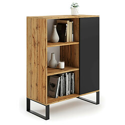 Mpc Meuble étagère 90 x 40 x 116 cm sonoma wotan et noir 