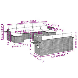 Avis Maison Chic Salon de jardin 11 pcs avec coussins | Ensemble de Table et chaises | Mobilier d'Extérieur beige résine tressée -GKD20944