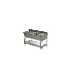 Plonge Inox 2 Eviers avec Etagère - Gamme 600 - Ristopro 