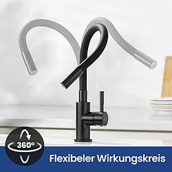 Cecipa MAX Robinet Cuisine Flexible Robinet avec 2 Types de Jets, Mitigeur Cuisine Rabattable, Flexible Mitigeur Evier avec Eau Chaude et Froide (Noir)