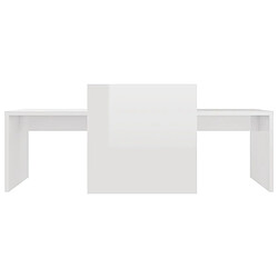 Acheter Maison Chic Ensemble de tables basses,Table Console pour salon Blanc brillant 100x48x40 cm Aggloméré -MN60931