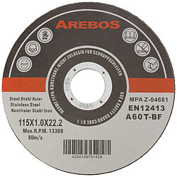 Arebos 50 disques fins à  tronçonner l'acier inox Ø 115 mm