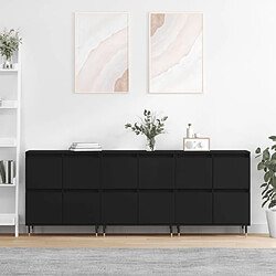 vidaXL Buffets 3 pcs noir bois d'ingénierie