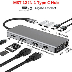 Universal Terminal Station Double HDMI Compatible 4K Dual Monitor USB C Adaptateur USB 3.0 VGA RJ45 PD Apple Laptop Pro Type C Docking Station